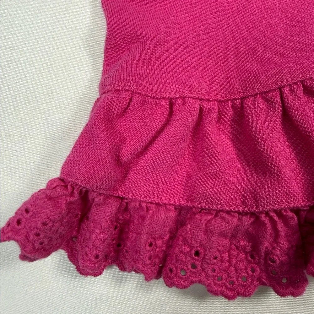 RALPH LAUREN Baby Girls’ 100% Cotton Hot Pink Polo Dress Preppy Academia Size 6M